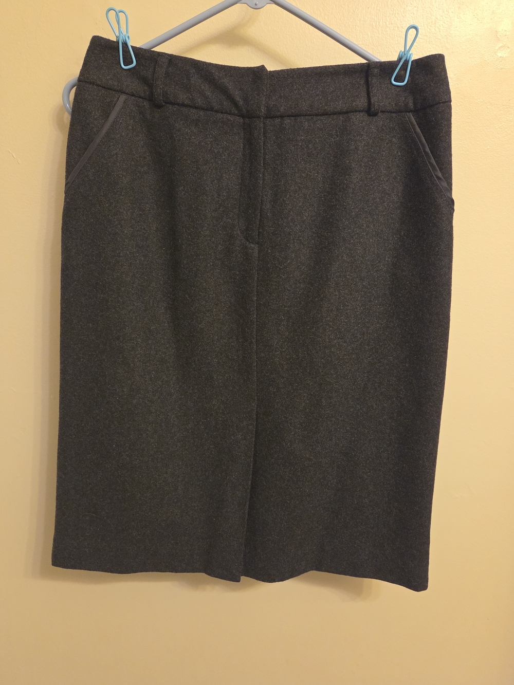 Vintage Nine & Company Black Charcoal Wool Blend Knee Length Pencil Skirt Sz 6